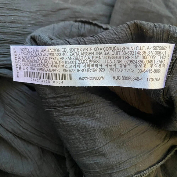 Zara Textured Pants Women's Medium Black Flowy Wide Leg Casual Elastic Waist - Picture 12 of 12